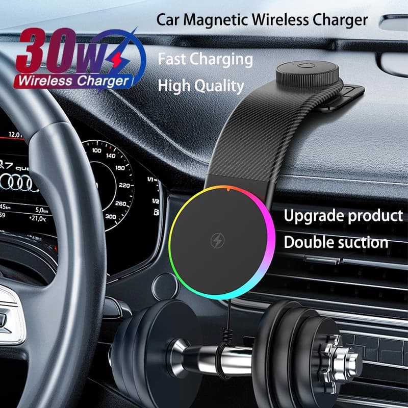 PRAISER Supporto per telefono per auto Caricatore wireless magnetico 30W Ricarica rapida per iPhone 16 15 14 13 Pro Max Samsung OPPO Xiaomi