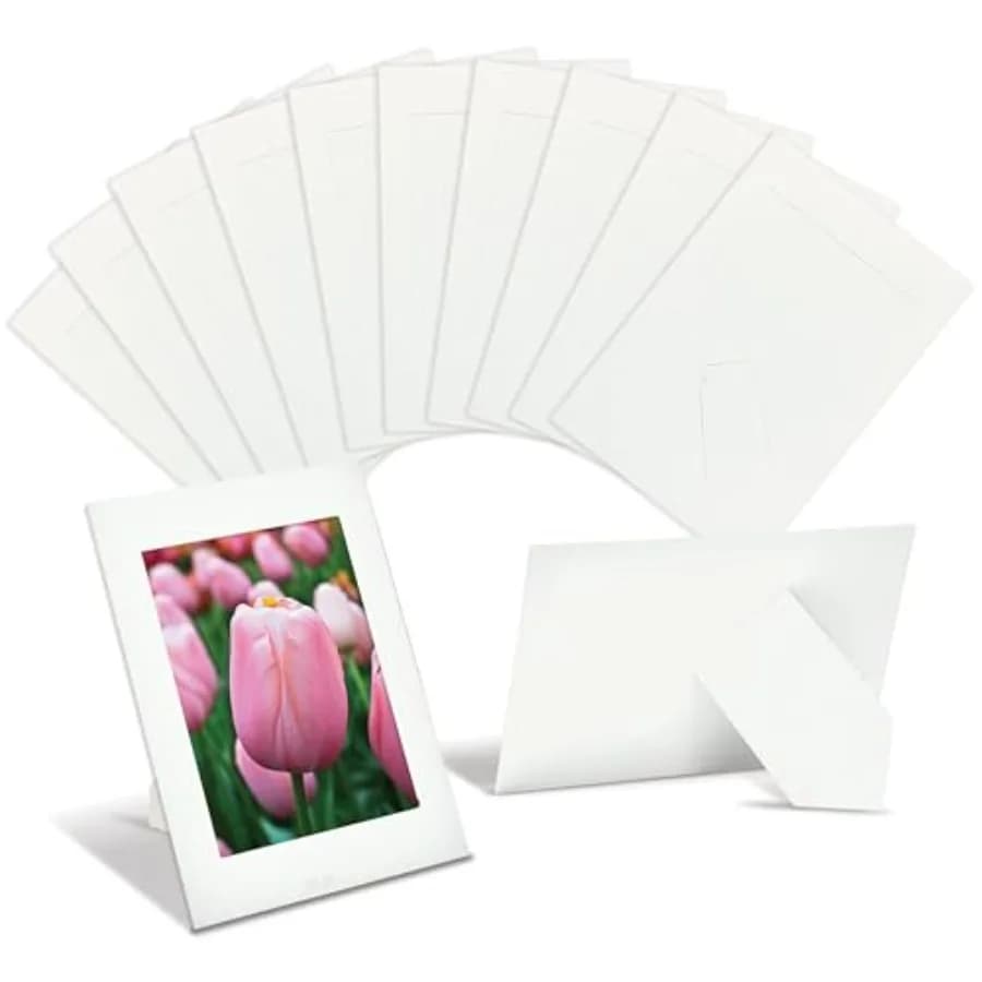 Paper Picture Frames for 4 x 6 Inch Inserts, 50 Pack, Heavy Cardstock Photo Frame with Easel, Standing Paper Frames