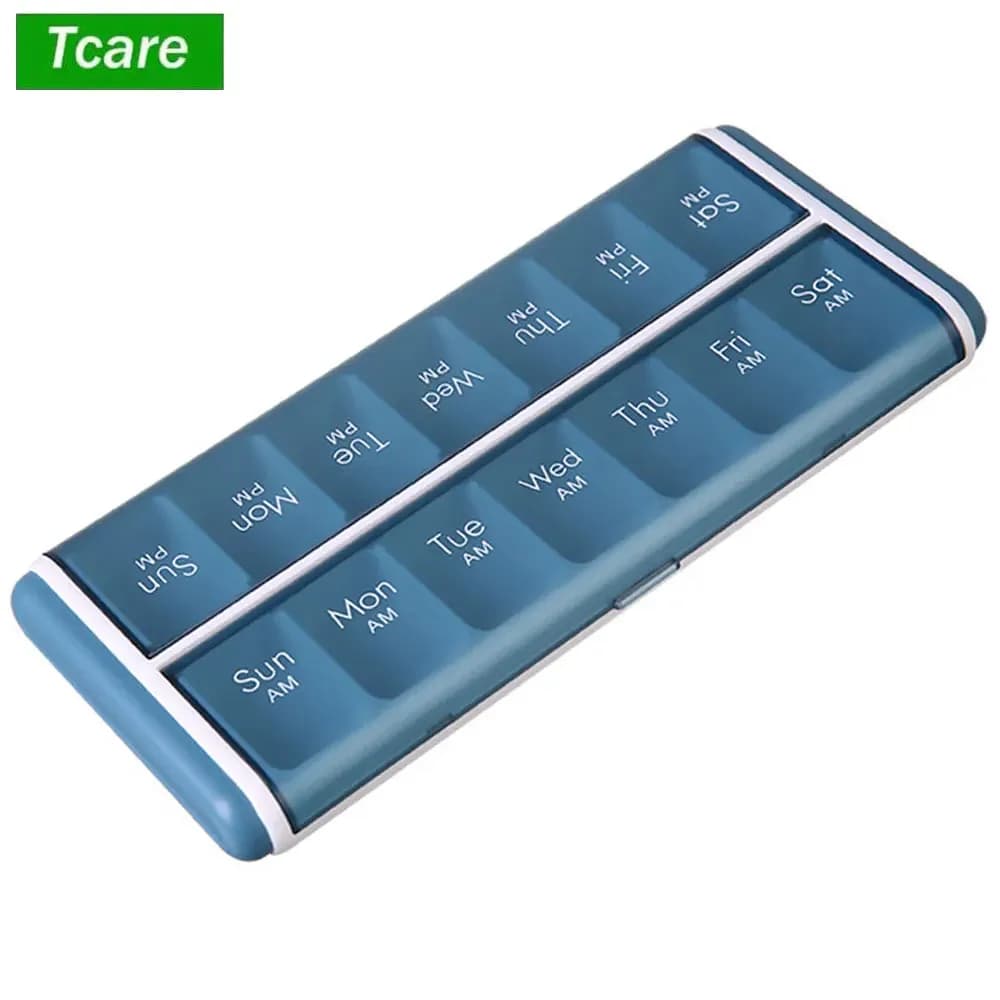 Weekly pill holder 2 times 7 days AM PM with large compartments, pill holder without BPA for vitamins, fish oils