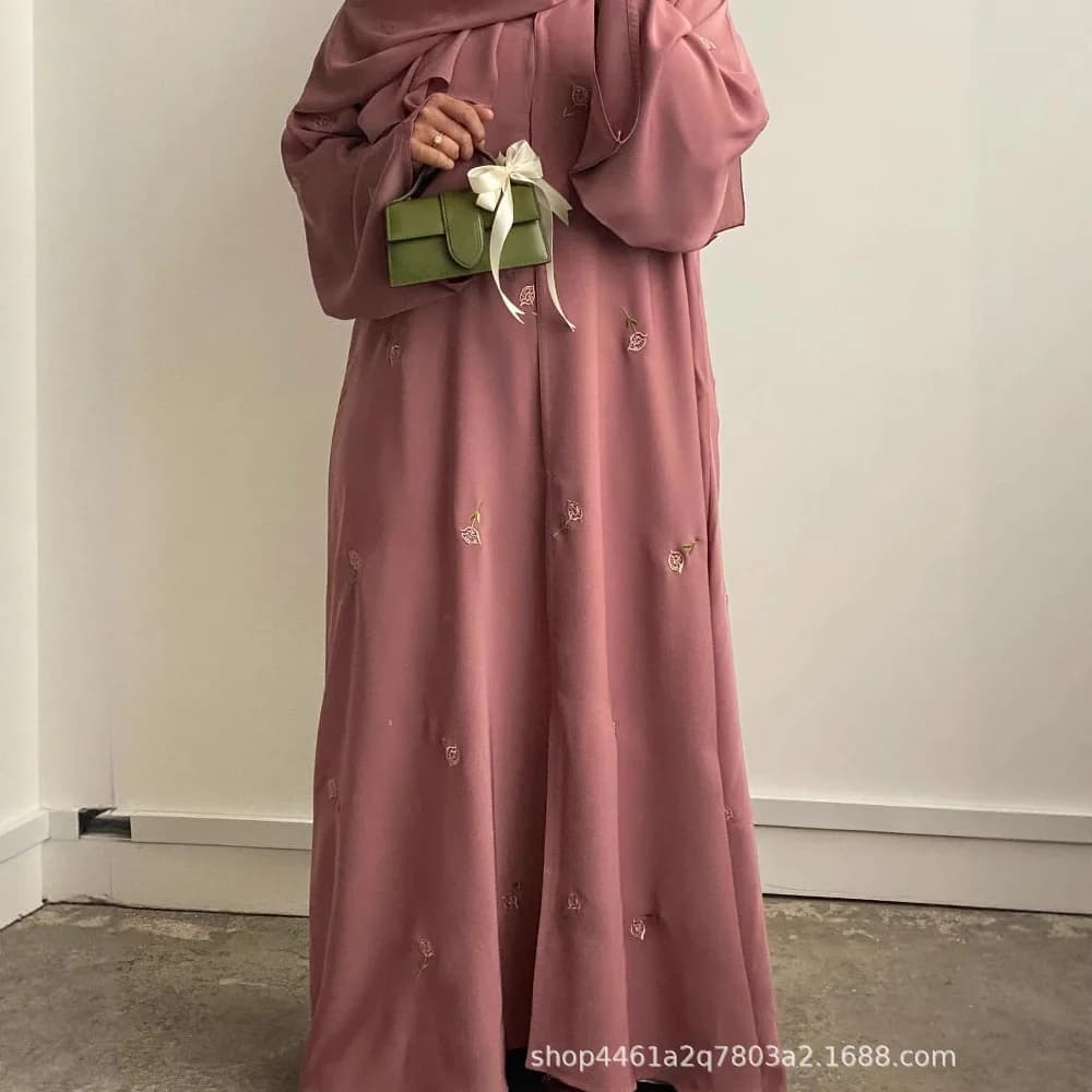 Abito da donna musulmana Abito Eid Abaya Abiti da festa Abito lungo Jalabiya Foulard Set da 2 pezzi Ricamo Caftano Marocco Abiti