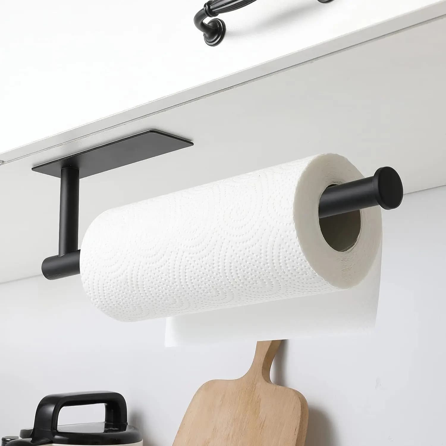 Portarotolo da cucina in acciaio inox, senza foratura, per bagno, porta carta igienica da parete