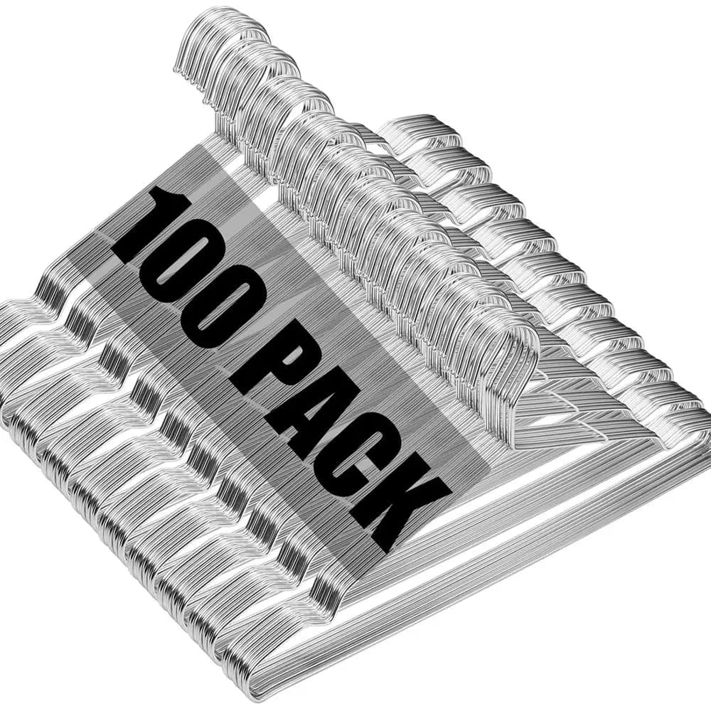 Confezione da 100 Appendiabiti in Filo Metallico Ultra Sottile e Resistente - Salvaspazio, 16,5 Pollici