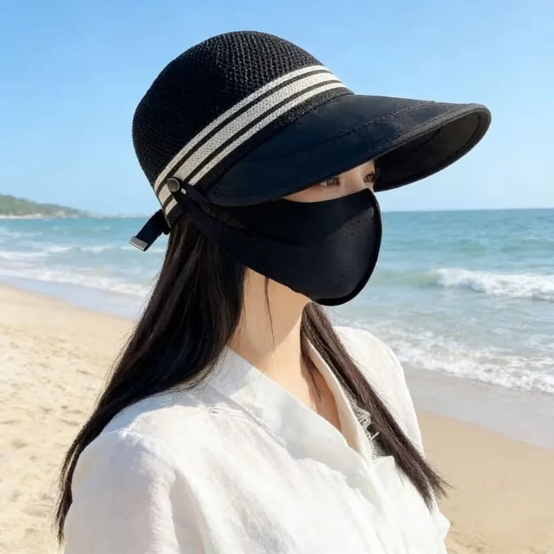 Cappello Estivo da Sole Donna Uomo UPF50+ Protezione UV Pieghevole con Rete, Berretto da Baseball con Maschera Rimovibile per Pesca e Escursionismo all'Aperto