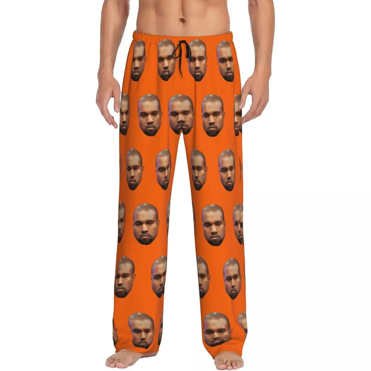 Pantaloni da pigiama Kanye West da uomo personalizzati con stampa di pantaloni da notte per il sonno con viso divertente e tasche
