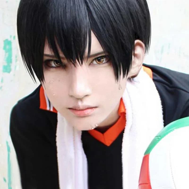 Haikyuu!! Black Short Wig Tobio Kageyama High School Volleyball Club Kageyama Tobio Heat Resistant Hair Wig