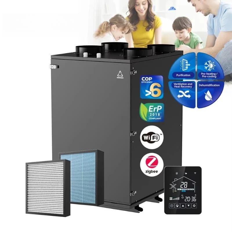 MVHR con controller intelligente Erv Hrv Energy Heat Recovery Ventilazione Raffreddamento e riscaldamento per deumidificatore clima freddo