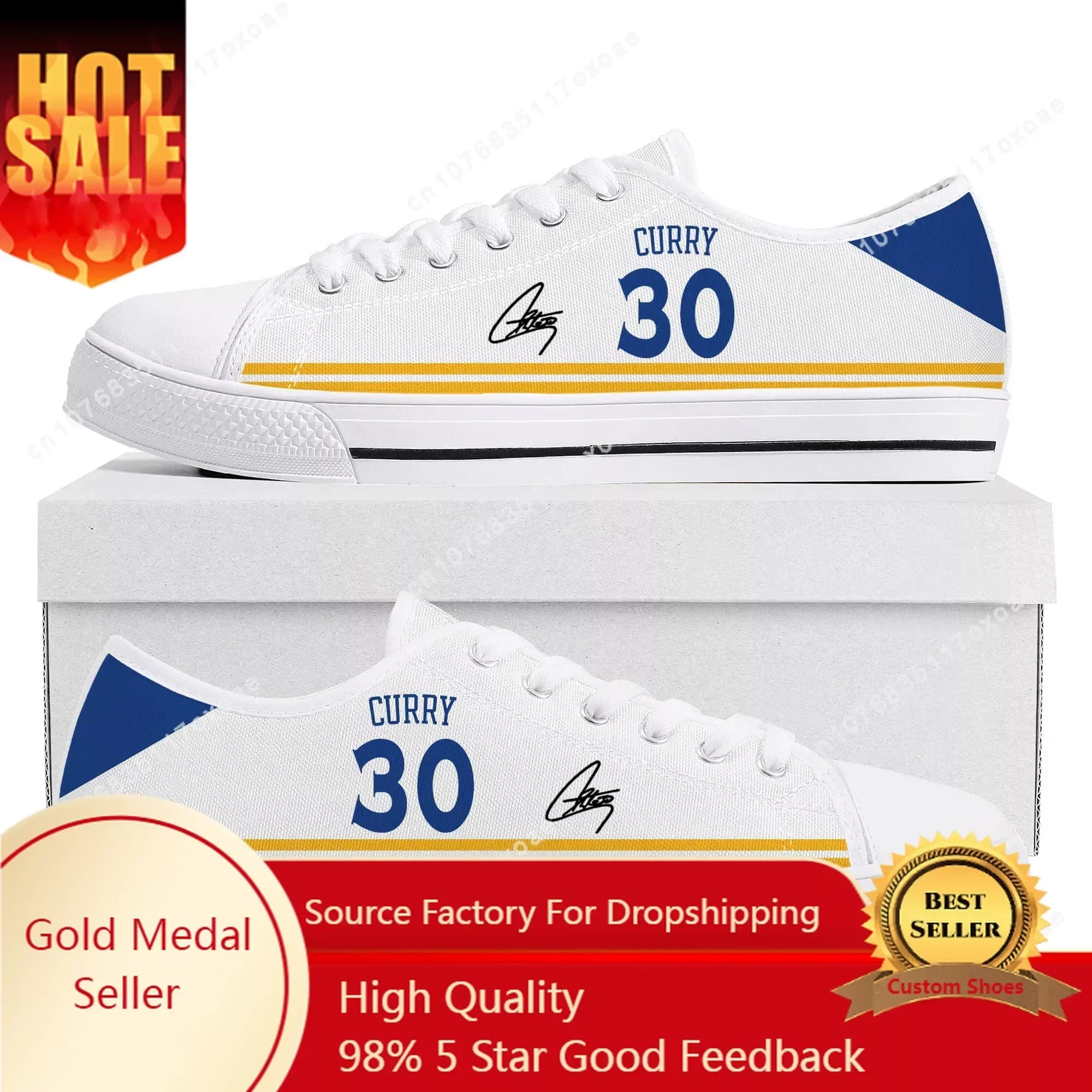 Golden basketball Low Top Sneakers Mens Womens Teenager High Quality chef Stephen Curry NO 30 Canvas Sneaker Shoes Custom Shoe