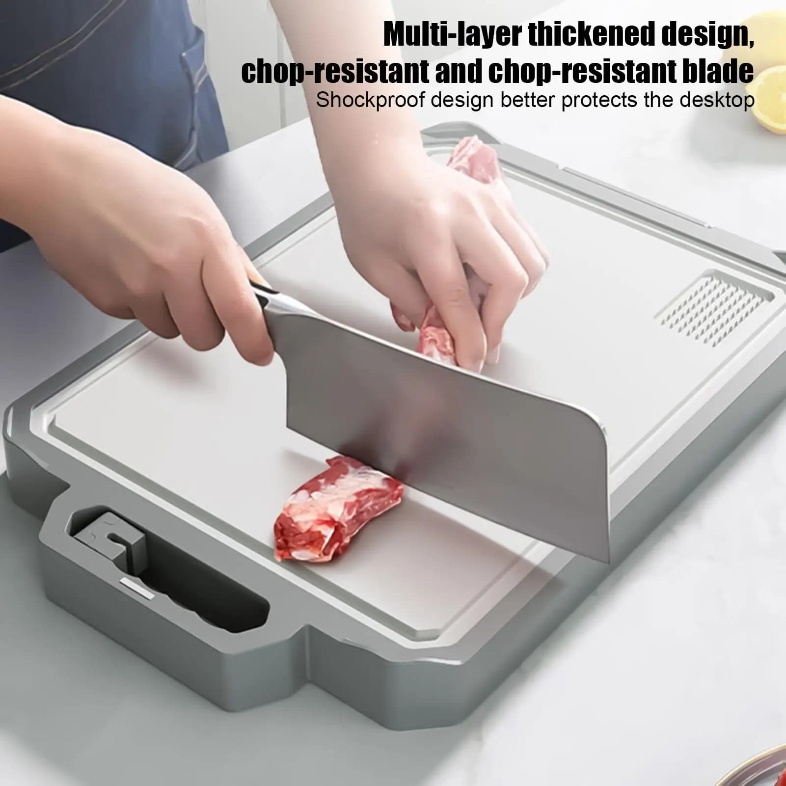 1Pcs Double-sided Cutting Board Stainless Steel Plastic Multfunctional For Cutting Vegetables Meat And Fruits Non-Slip