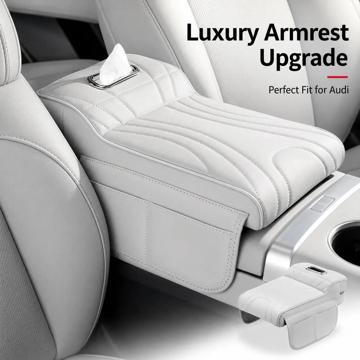 Car Seat Armrest Box Storage Multi-Function Tissue Box for Audi A1 A3 A4 A5 A6 A7 A8 Q3 Q5 Q7 Q8 RS4 RS5 S3 S4 S5 TT Accessories