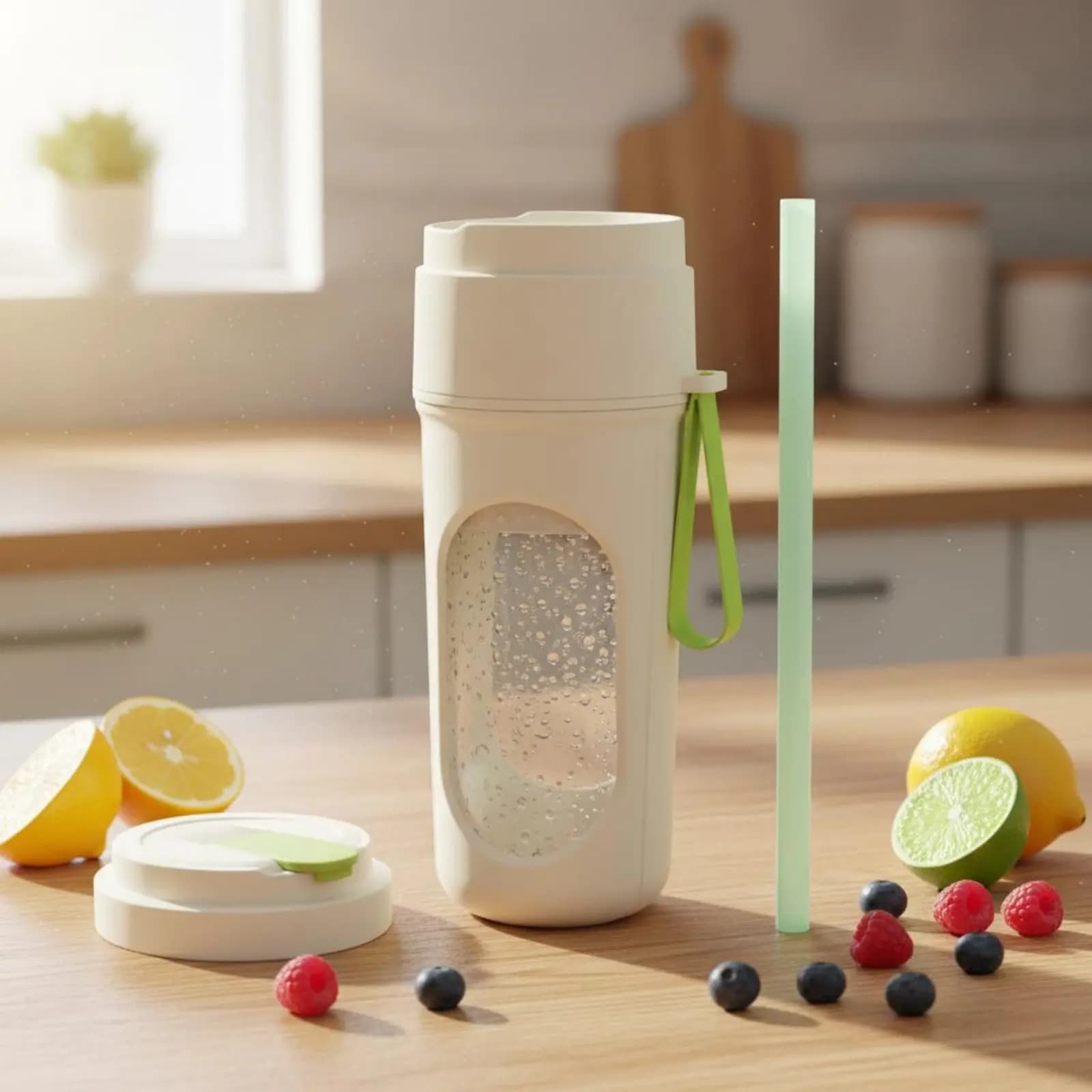 Frullatore Portatile a Batteria con Contenitore, Funzione a Pulsante Singolo, Design a 12 Lame, Elettrodomestico da Cucina