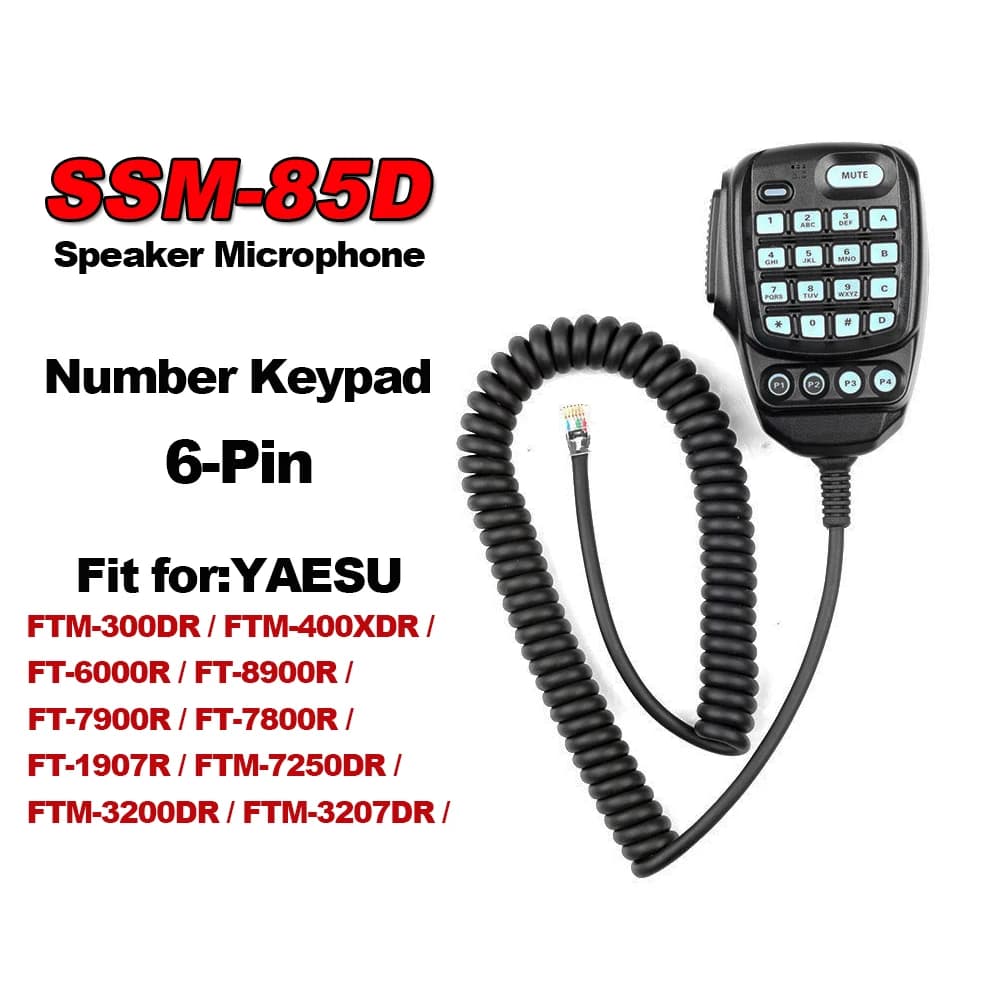 YAESU Auto Walkie Talkie FTM-300DR Microfono altoparlante Modello SSM-85D Microfono a 6 pin con tastiera numerica Radio per veicoli Parti aggiuntive SSM85D