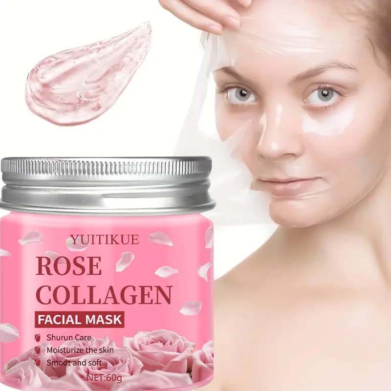 YUITIKU Maschera Viso al Collagene di Rosa Idratante Nutriente per una Pelle Liscia Morbida e Luminosa