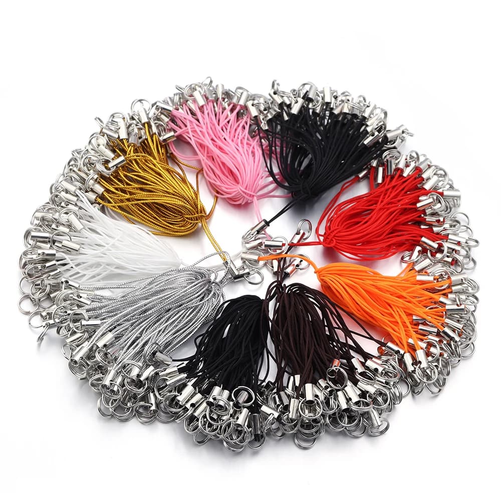 50Pcs/Lot Wire Cord Mobile Phone Craft Pendant Lanyard DIY Handmade Materials Key Ring DIY Toys Pendant Clips Lanyard Accessorie