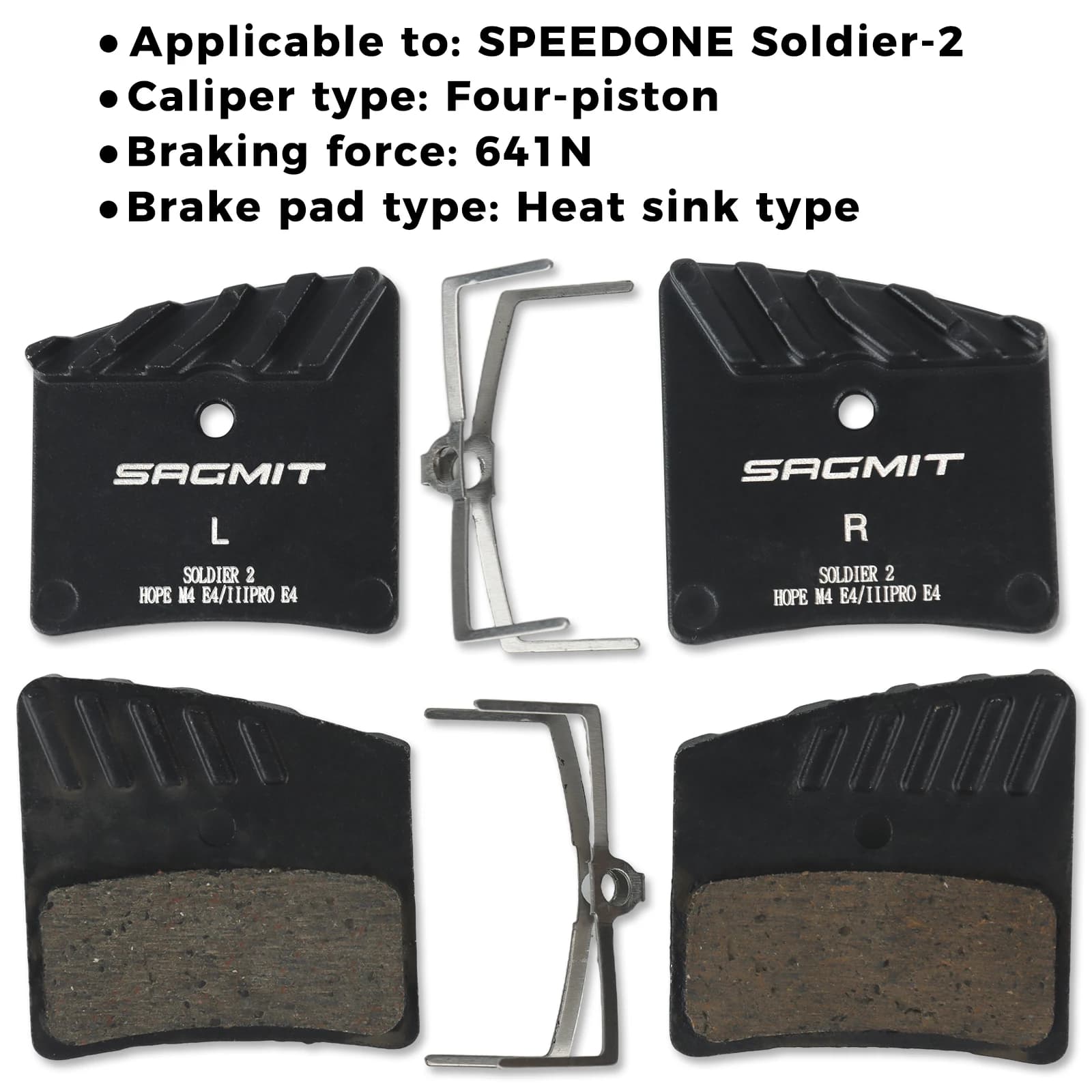 1 Paio di Pastiglie per Freno a Disco con 4 Pistoni per SPEEDONE Soldier2, Pastiglie in Resina con Raffreddamento, Sostituzione per Bicicletta, Accessori per Freno da Ciclismo