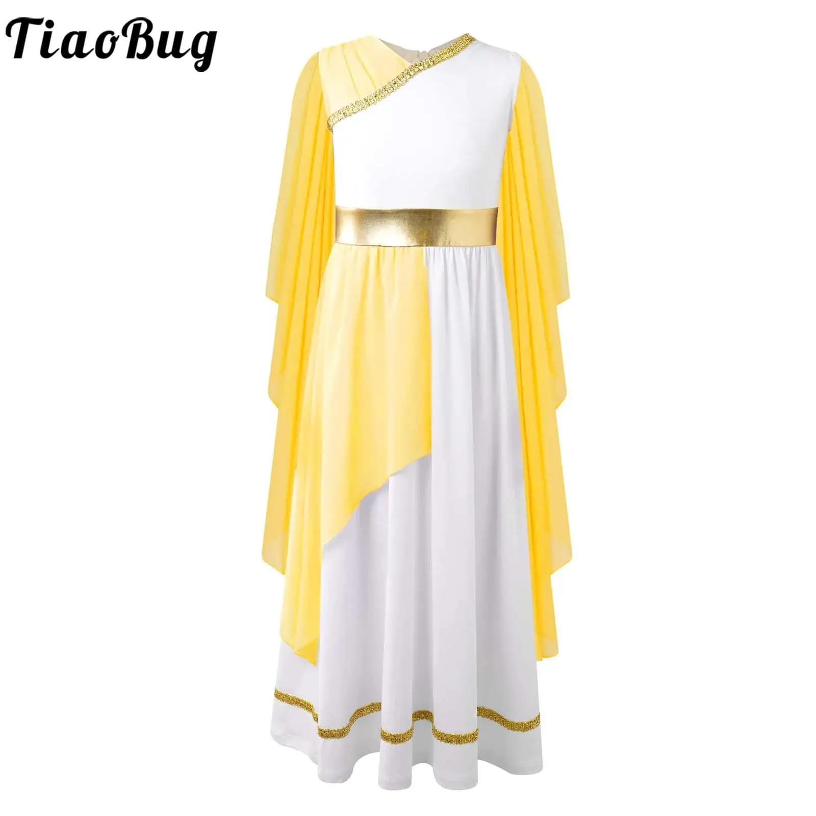 Costume da principessa greca antica per ragazze, toga greca romana, cosplay, scialli senza maniche, abito in tulle, spettacolo di Halloween
