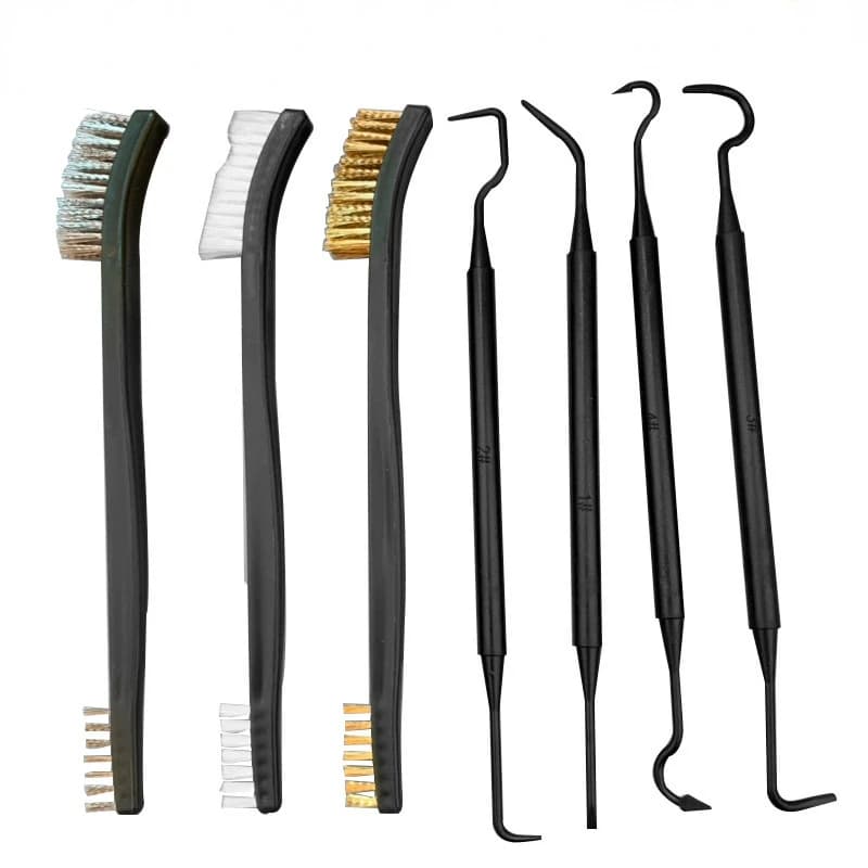 ALLSOME Double End Steel Wire Brush Set and Nylon Plectrum Universal Cleaning Kit for Hunting Gun Tactical Gun Cleaning Tool