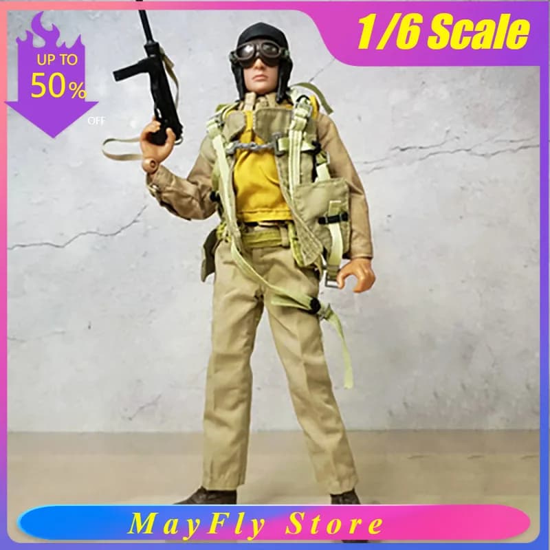 Modellino in Scala 1/6 di Paracadutista Tedesco della Seconda Guerra Mondiale, Pilota Maschio con Scultura della Testa, Vestiti, Stivali e Corpo per Action Figure da 12 Pollici