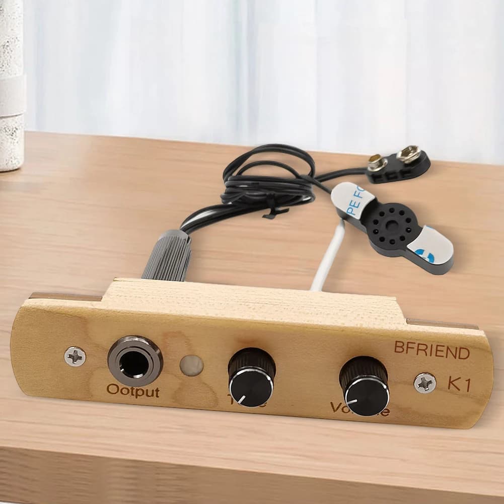 Pickup per Cajon con Controllo Tono e Volume, Preamplificatore/Pickup per Cajon con Jack di Uscita, Pickup per Strumenti Musicali per Box Drum