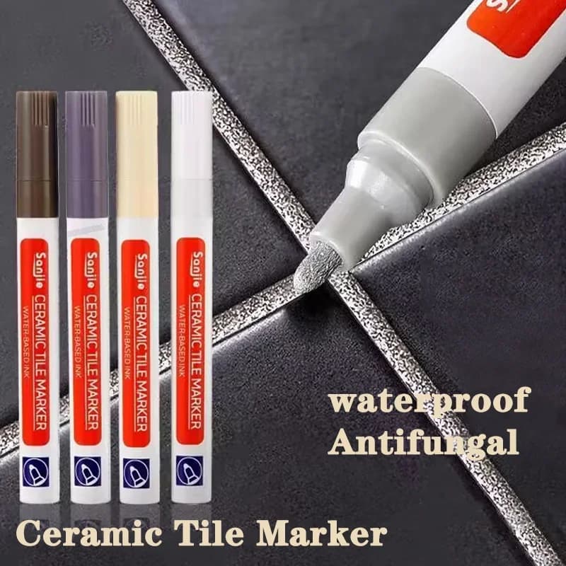 Waterproof tile pen, mortar pen, for floor, bathroom, kitchen, toilet, wall repair, black, white, gold, silver, beige