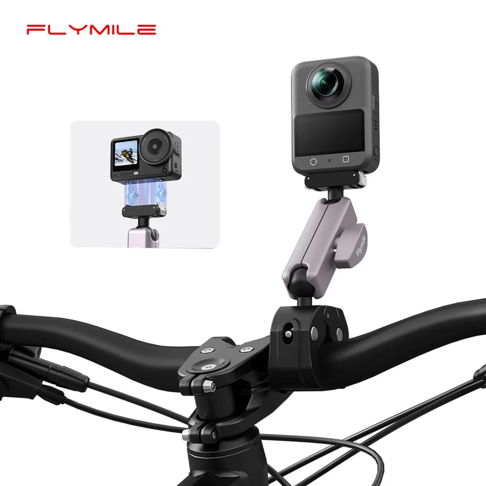 Flymile Motorcycle Bicycle Handlebar Mount for DJI OSMO 360 Nano Action 6 5 4 3 Camera Holder With Magnetic Quick-release Mount