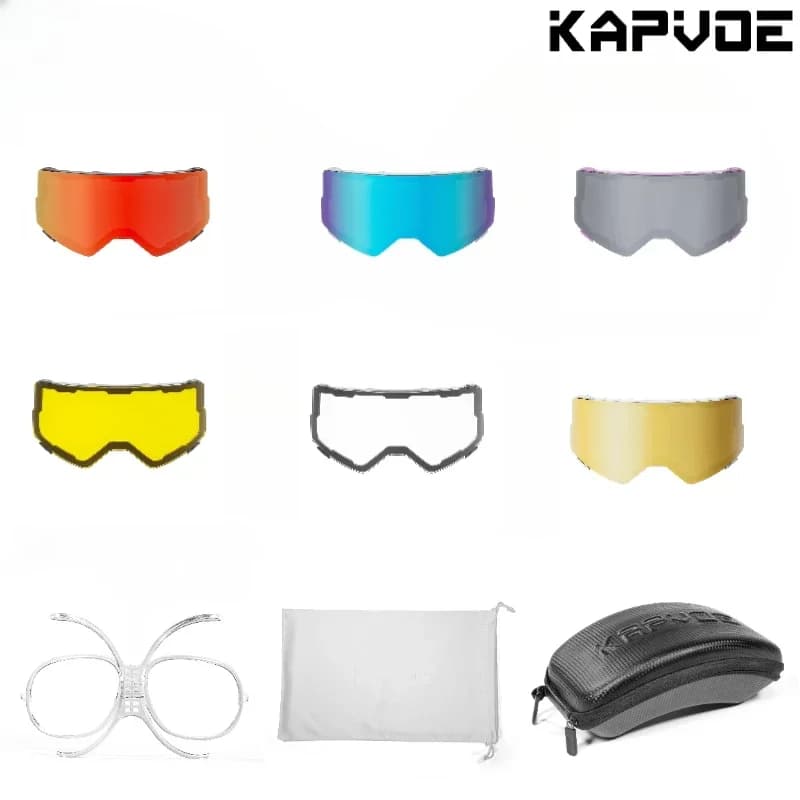 Kapvoe Occhiali da neve Lenti di ricambio Rosso Blu Verde Lente fotocromatiche Occhiali da sole per bicicletta da sci Accessori per montatura per miopia