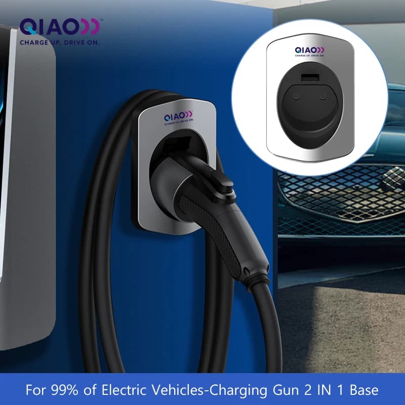 QIAO Supporto per caricabatterie EV 2 in 1 Supporto per cavo EV per montaggio a parete Supporto J1772 Caricabatterie per auto elettriche Organizzatore di cavi per Tesla Tipo 1 Tipo 2