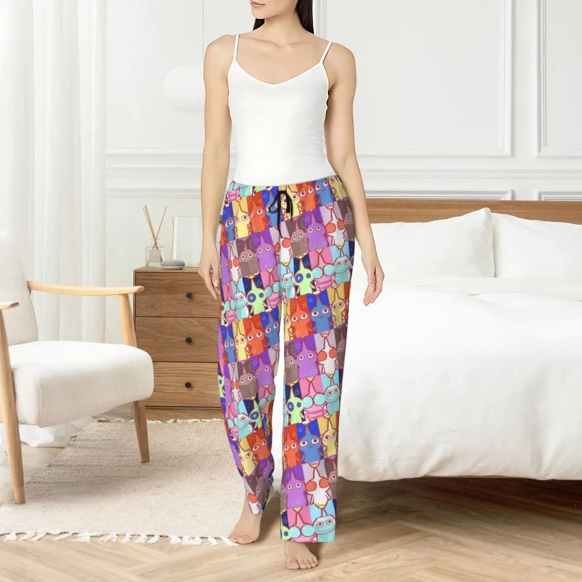 Pikmins Anime Cartoon custom pajamas trousers for women Videogame Sleepwear Lounge Stretched night pants with pockets