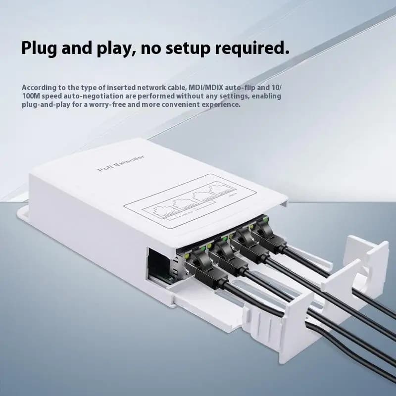 1Pc 100M Outdoor Rainproof POE Repeater IP30 VLAN 44-57V 30W 4/5 Port POE Extender For POE Camera Wireless AP