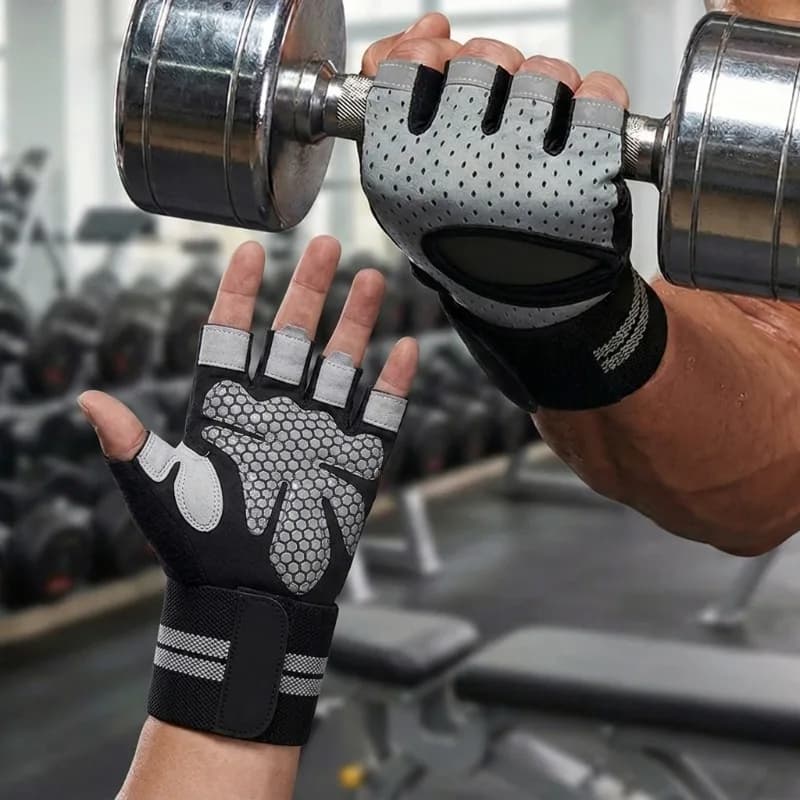 Guanti da Fitness per Uomo, Anti-Cocoon, Protezione Polso, Attrezzatura Integrata per Allenamento, Design Mezzo Dito, Traspiranti, per Palestra