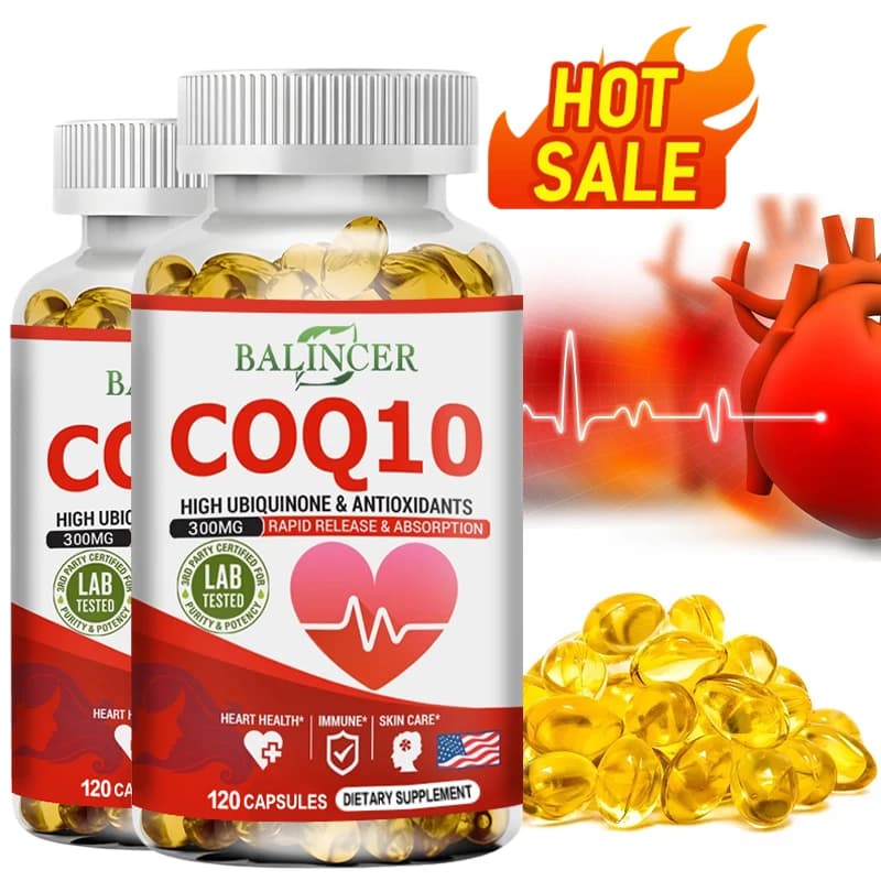 Softgels CoQ10 - Coenzyme Supplement Q10 (ubiquinone), highly absorbent, antioxidant, supports heart health and energy production