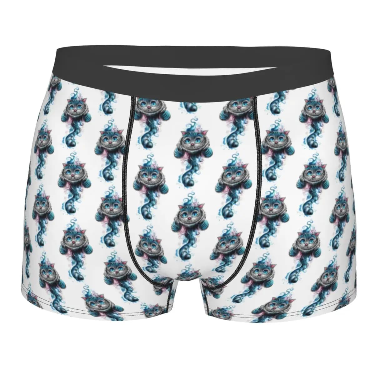 Intimo personalizzato con sorriso del gatto del Cheshire, boxer traspiranti da uomo, mutandine morbide per uomo
