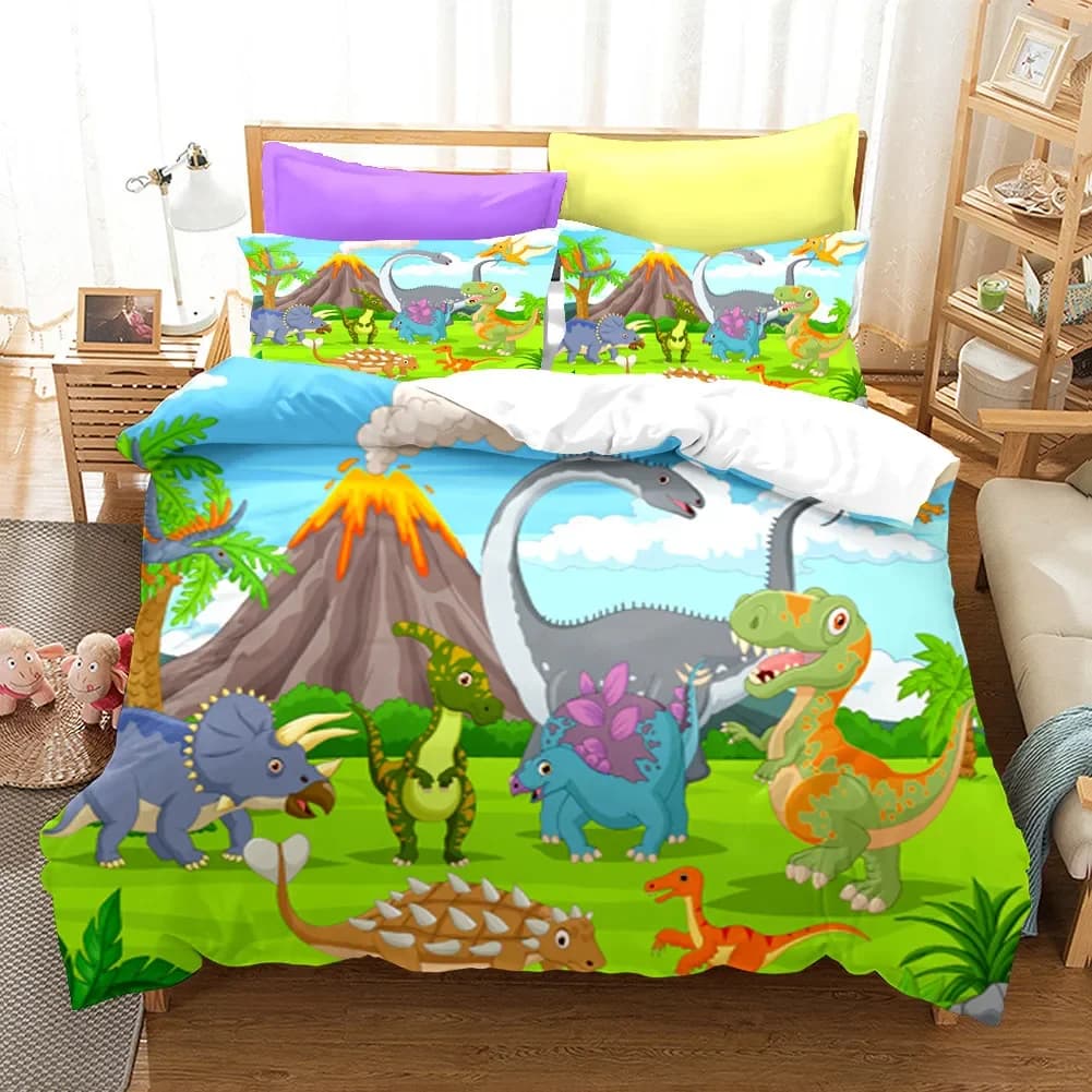 2021 Set biancheria da letto per adulti Bambini Set copripiumino invernale per bambini, set da letto matrimoniale completo Queen King Dinosauro 3D Housse De Couette