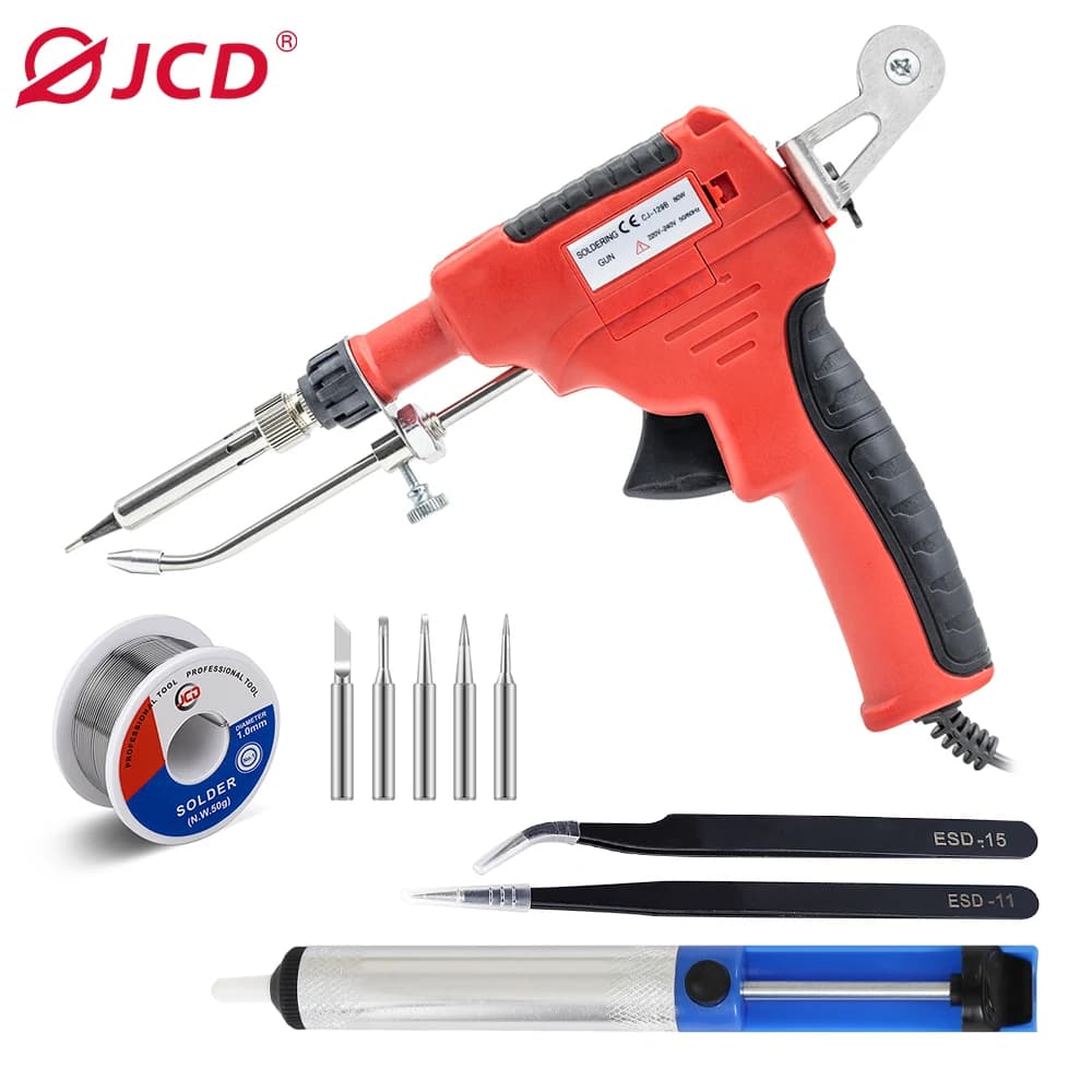 JCD Saldatore Elettrico 110 V/220 V 60 W Spina USA/UE Riscaldamento Interno Tenuto In Mano Invia Automaticamente Pistola di Stagno Strumenti di Riparazione di Saldatura
