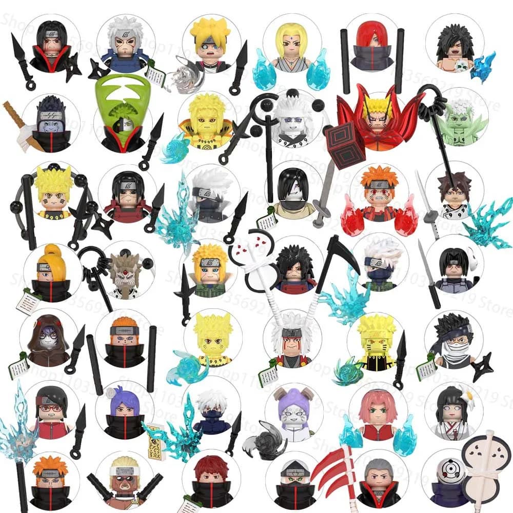 Set di 8 Pezzi Naruto, Gioco di Costruzioni, Personaggi Animati, Puzzle Educativo, Modellini da Collezione