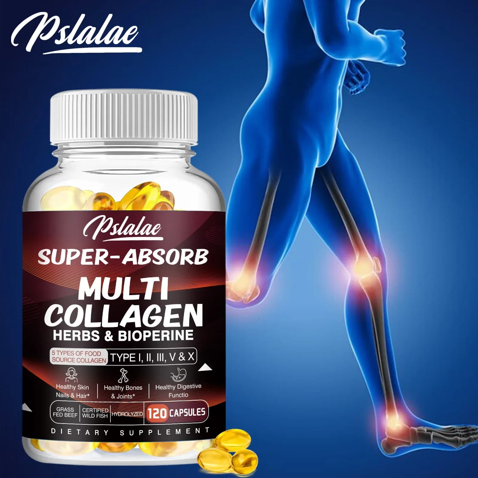 Multi Collagen Pills Biological herbs and Piperine - Collagen capsules with herbs and Piperine (Tipo I II III VX)