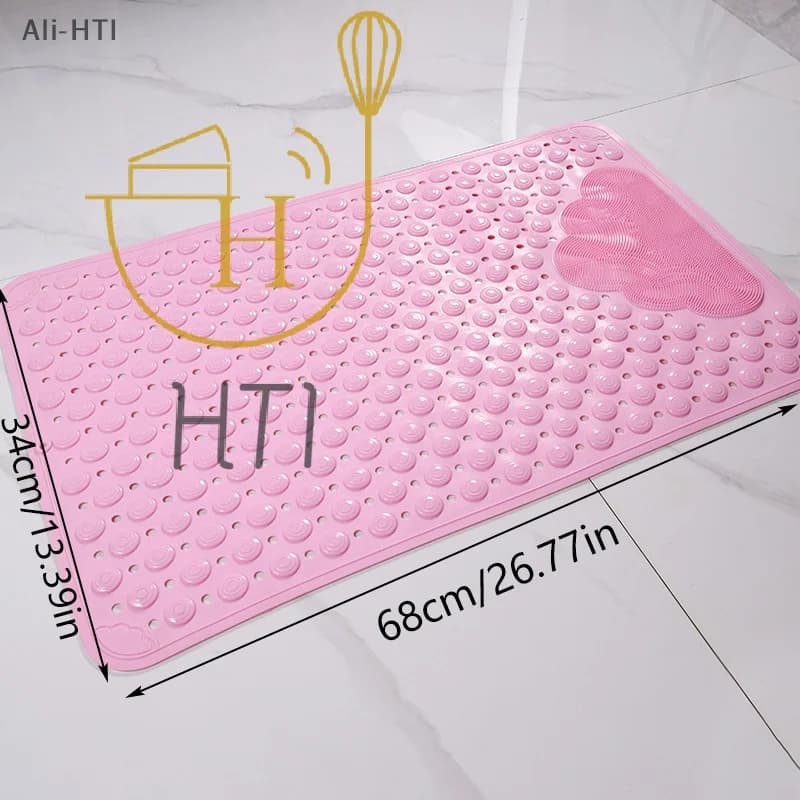 Tappetino di Sicurezza - 0,8 cm 34*68 cm Spesso, Motivo a Puntini Antiscivolo in PVC - Tappetino Rettangolare con Punte Massaggianti per Doccia e Bagno