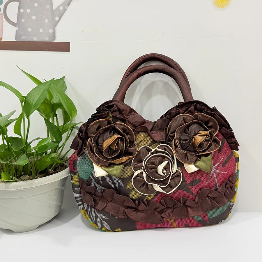 Lady's handbag shopping bag ethnic fortune bucket cloth bag mobile phone change key large capacity crossbody bag