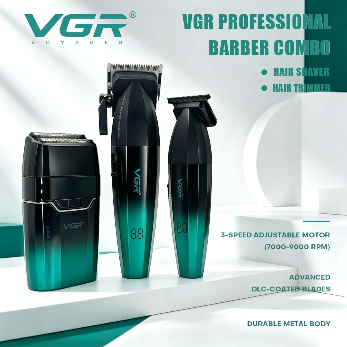 VGR Tagliacapelli Professionale Elettrico Rasoio Senza filo Tagliacapelli da barbiere Macchina per tagliare i capelli Metallo Tagliacapelli per uomo V-003 V-906 V-308