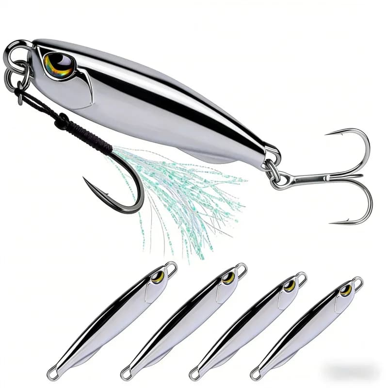 Esca Artificiale in Metallo da 10-80G, Affondante, a Lunga Gittata, con Piume, Ancoretta e Paillettes per Lanci Rapidi, Ideale per la Pesca