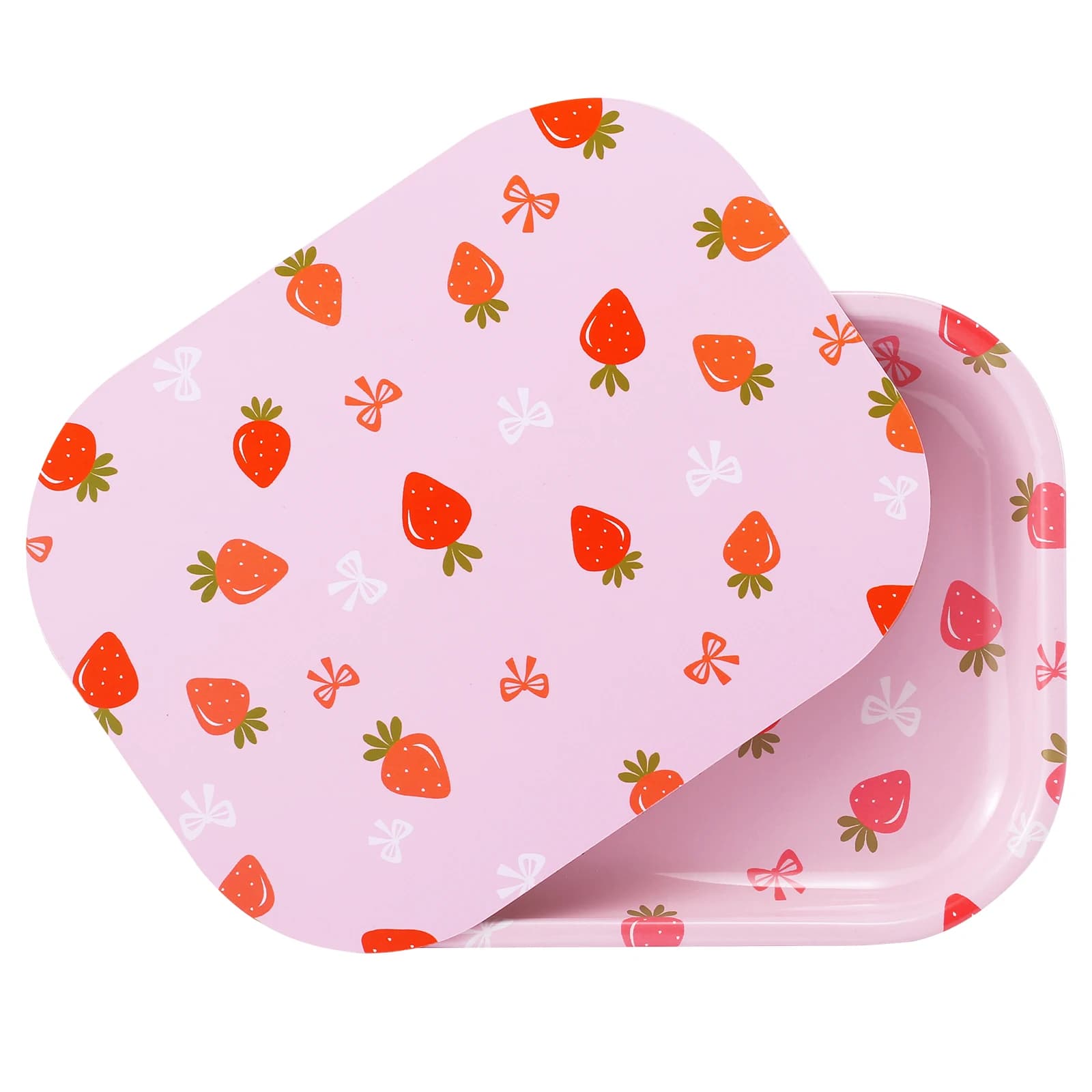 Vassoio Metallico Rosa Fragola con Coperchio Magnetico Morbido in PVC - 7" X 5.5"