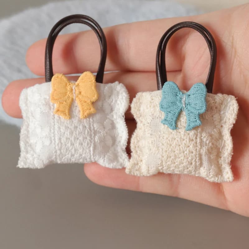1 Pezzo Accessori Fai-da-Te per Scenari, Articoli per Cucito, Modello di Borsa a Tracolla per Casa delle Bambole 1:12, Decorazione Realistica con Fiocco