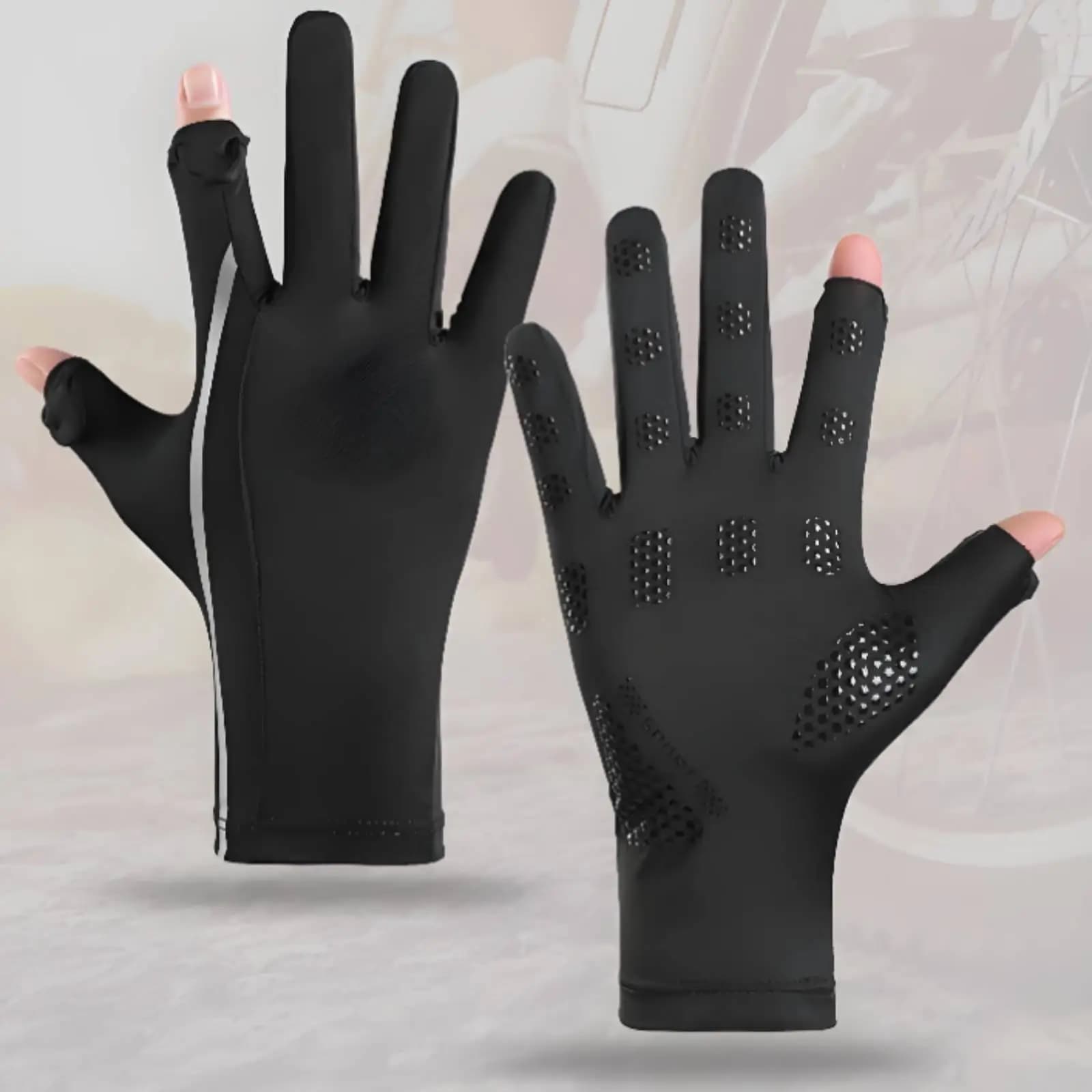 Summer Men Sunscreen Gloves Protection Lightweight Stretch Snug Anti-slip Touch Gloves for Cycling Climbing Fishing