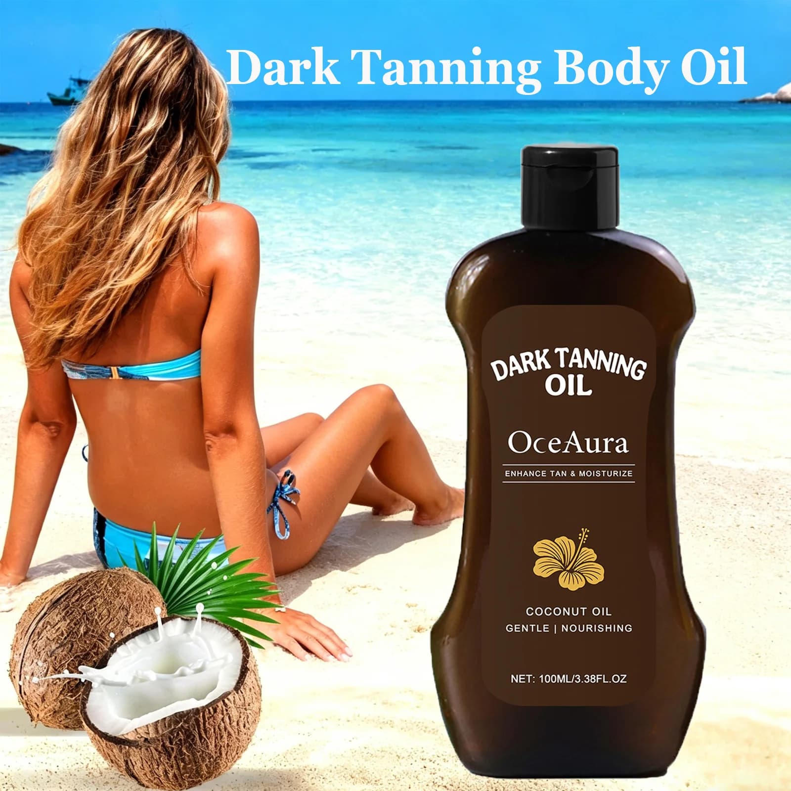 Deep Tanning Body Oil Fast Bronzing Glow with Coconut Oil Intense Moisturizing Long Lasting Tan Bronzing Oil for Beach Vacation