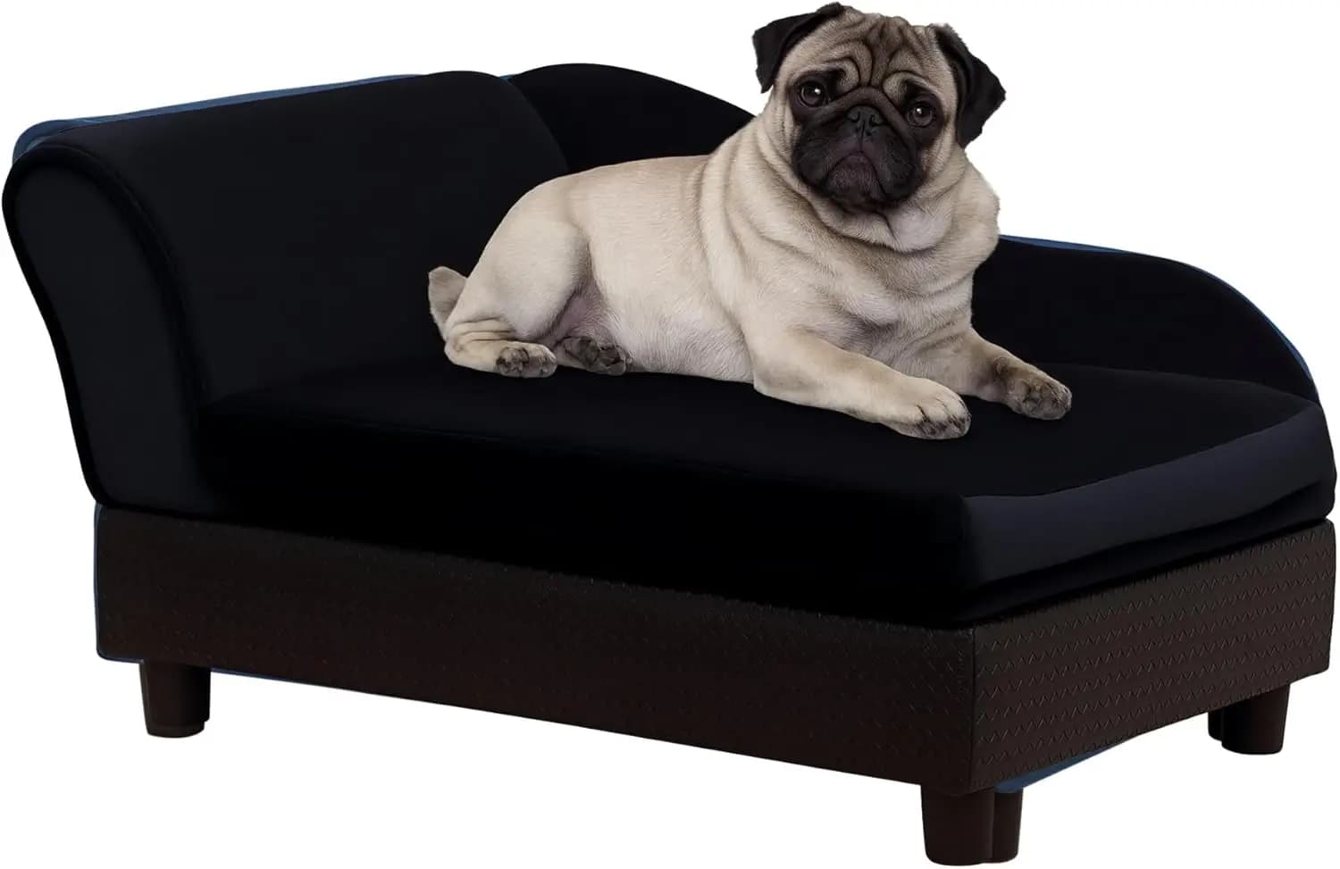 Divano di Lusso per Cani con Vano Nascosto, Letto Morbido in Schiuma per Cani Piccoli e Cuccioli, Arredamento Moderno per Animali in Nero