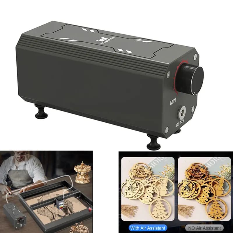Compressore d'aria per laser, pompa di assistenza laser 10-30L/Min regolabile, guscio in metallo per incisore laser AC 110V/220V