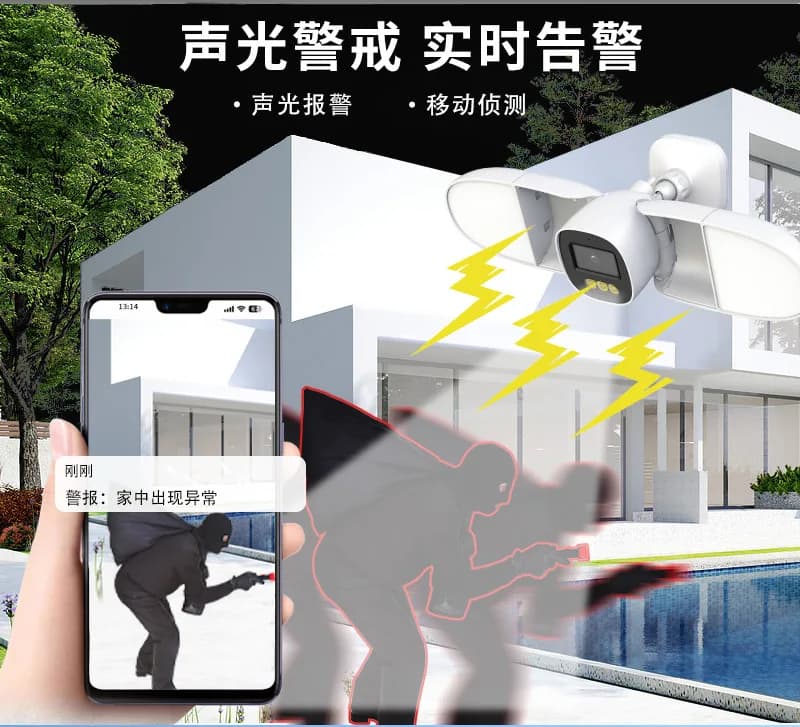 Full Color 4MP iCsee APP Floodlight Warehouse IP Camera Bluetooth Home Security CCTV Baby Monitor