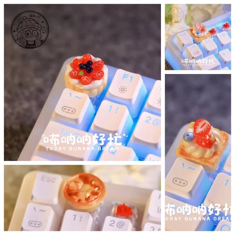 Original Cute Egg Tart Anime Keycap Mechanical Keyboard Resin Custom Art Keycap PC Game Keyboard Accessories Gift Collection