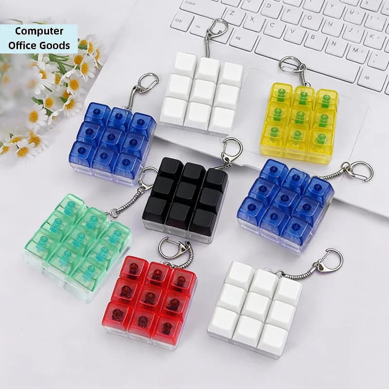 Tester per tasti meccanici a 9 tasti, tastiera a dita, giocattolo antistress, pulsante fidget, portachiavi con keycap, regalo