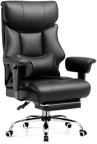 Big and Tall Gaming Chair 400lbs Heavy Duty Office Chair with Foot Rest & Ergonomic Pocket Spring Cushion, High Back
