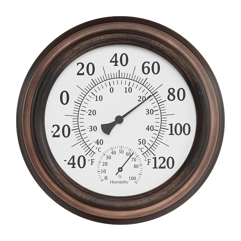 Termometro da Parete - Misuratore Decorativo di Temperatura e Igrometro da 8 Pollici per Interni/Esterni - per Casa, Patio, Portico o Veranda